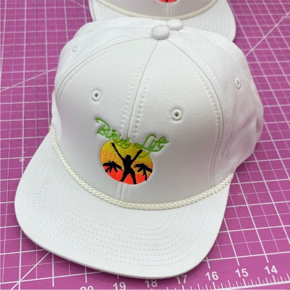 ALL 6 White Embroidered 'Beach Life' Rope-Trim Snapback Hat Scarlett - Picture 2 of 5